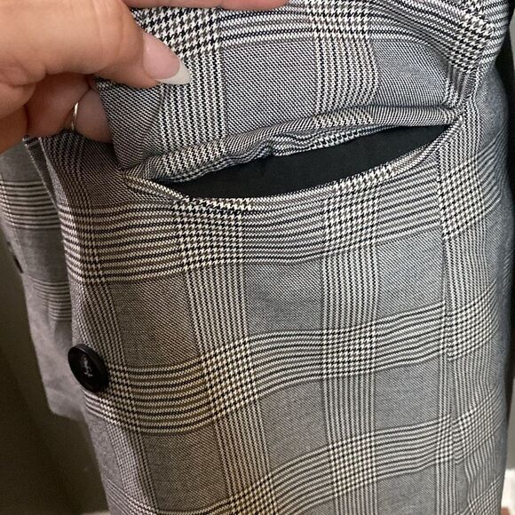 Rachel Zoe Plaid Oversized Blazer Jacket Grey Open Front - Picture 4 of 12